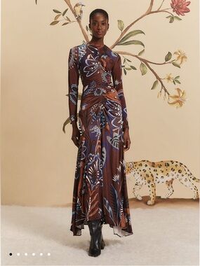 FARM Rio | Dresses | Farm Rio Blue Flowing Beauty Embroidered Long Sleeve  Midi Dress | Poshmark